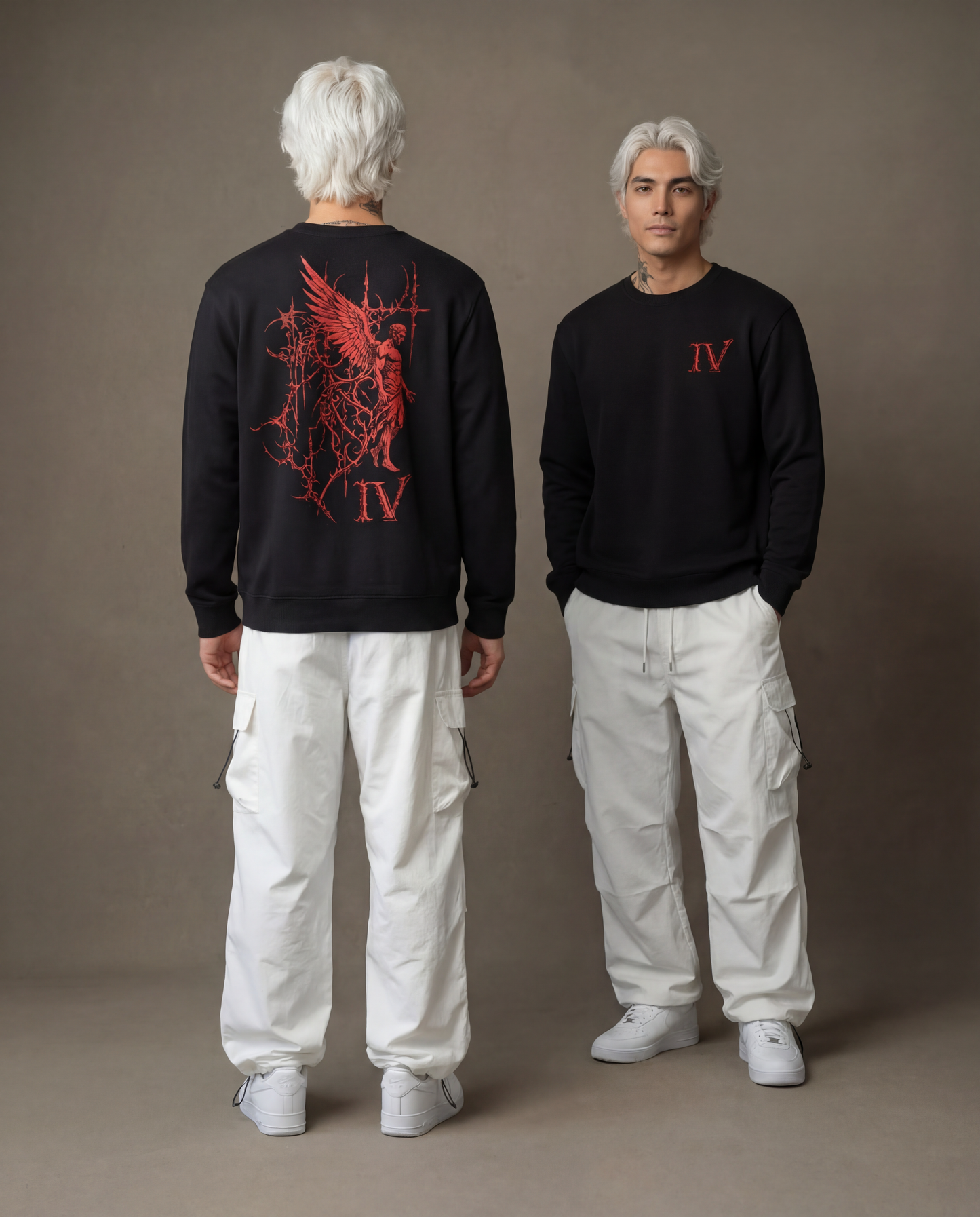 ANGEL WING IV Sweatshirt — Gothic Red Roman Numeral Crewneck