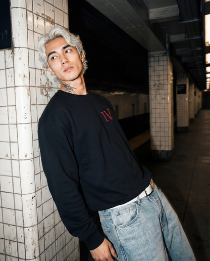 ANGEL WING IV Sweatshirt — Gothic Red Roman Numeral Crewneck